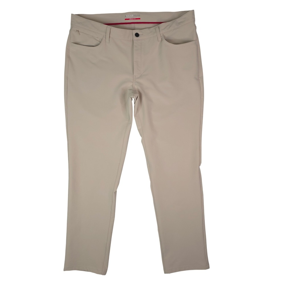 Awearness Kenneth Cole Awear-Tech Pants Mens 38x32 Tan Slim Fit Stretch Chino